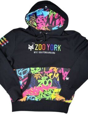 Zoo York Men's Hoodie Size M NYC Skateboarding Unbreakable Pull Over Black